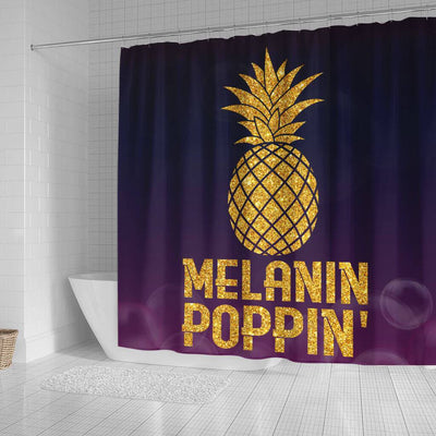 BigProStore Pretty Pineapple Melanin Poppin' Afro American Shower Curtains African Bathroom Decor BPS190 Small (165x180cm | 65x72in) Shower Curtain