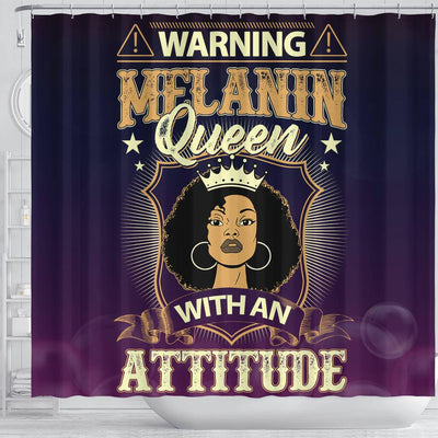 BigProStore Pretty Warning Melanin Queen With An Attitude Black History Shower Curtains Afrocentric Style Designs BPS232 Shower Curtain