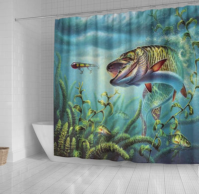 BigProStore Aquarium Bathroom Decor Ideas Provoked Musky Bathroom Decor Fishing Shower Curtain