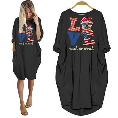 BigProStore Pug Shirt Love Needs No Words Women Dress For Her Black / S Women Dress