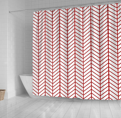 BigProStore Herringbone Bathroom Curtain Red Herringbone Shower Curtain Bathroom Decor Herringbone Shower Curtain / Small (165x180cm | 65x72in) Herringbone Shower Curtain