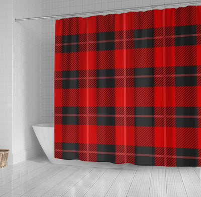 BigProStore Buffalo Bath Curtain Red And Black Plaid Geometric Patt Shower Curtain Bathroom Decor Buffalo Shower Curtain