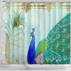 BigProStore Peacock Print Shower Curtains Regal Peacock 2 W Feather N Gold Leaf French Style Audrey Jeanne Roberts Bathroom Decor Idea Peacock Presents Peacock Shower Curtain / Small (165x180cm | 65x72in) Peacock Shower Curtain