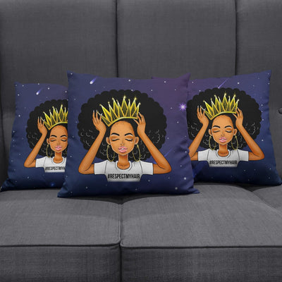BigProStore African American Throw Pillows Respect My Hair Pretty Black Girl Square Throw Pillow African Decor Pillows Throw Pillows