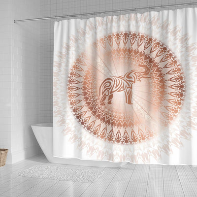 BigProStore Elephant Art Shower Curtain Rose Gold Mandala Elephant Bathroom Sets Shower Curtain