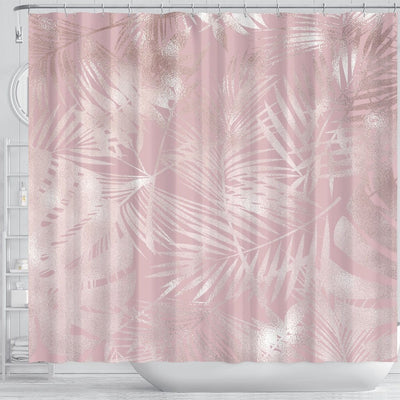 BigProStore Hawaii Bath Curtain Rose Gold Pink Botanical Tropical Palm Tree Leaves Shower Curtain Bathroom Decor Hawaii Shower Curtain / Small (165x180cm | 65x72in) Hawaii Shower Curtain