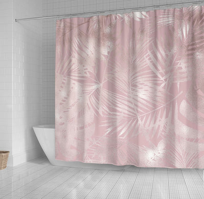 BigProStore Hawaii Bath Curtain Rose Gold Pink Botanical Tropical Palm Tree Leaves Shower Curtain Bathroom Decor Hawaii Shower Curtain