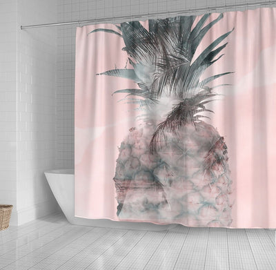 BigProStore Hawaii Shower Curtain Decor Rose Gold Pink Tropical Summer Pineapple Glam Shower Curtain Bathroom Accessories Hawaii Shower Curtain