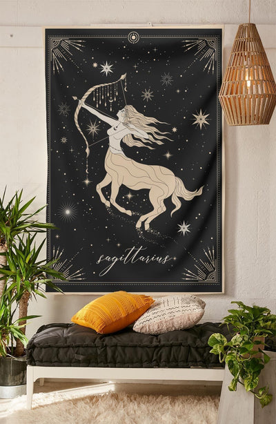 BigProStore Magic 12 Zodiac Signs Tapestry Sagittarius Wall Hanging Decor Tarot Tapestry