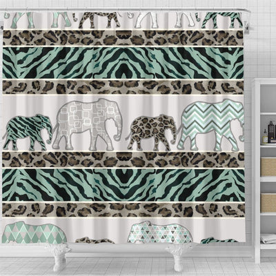 BigProStore Elephant Bathroom Sets Safari Elephants Jungle Animal Leopard Zebra Decor Bathroom Accessories Set Shower Curtain / Small (165x180cm | 65x72in) Shower Curtain