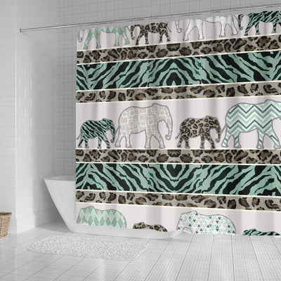 BigProStore Elephant Bathroom Sets Safari Elephants Jungle Animal Leopard Zebra Decor Bathroom Accessories Set Shower Curtain