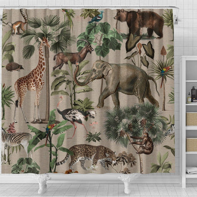 BigProStore Elephant Bathroom Sets Safari Pattern Bathroom Wall Decor Ideas Shower Curtain / Small (165x180cm | 65x72in) Shower Curtain