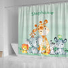 BigProStore Elephant Shower Curtains Sea Green Watercolor Cute Safari Jungle Animals Bathroom Decor Sets Shower Curtain