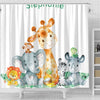 BigProStore Elephant Bathroom Sets Sea Green Watercolor Cute Safari Jungle Animals Bathroom Decor Ideas Shower Curtain / Small (165x180cm | 65x72in) Shower Curtain