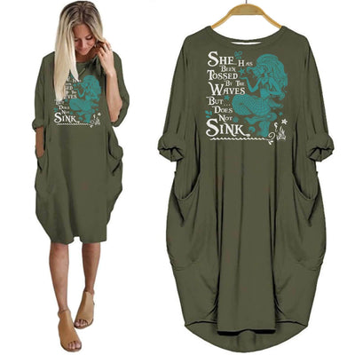 BigProStore Mermaids Shirt She Has Been Tossed By The Waves Women Dress Green / S Women Dress