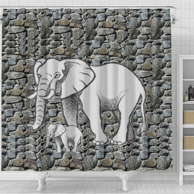 BigProStore Elephant Bathroom Decor Elephant Home Bath Decor Shower Curtain / Small (165x180cm | 65x72in) Shower Curtain