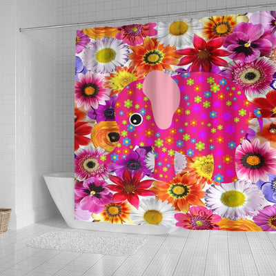 BigProStore Elephant Shower Curtain Sets Elephant Floral Bathroom Sets Shower Curtain