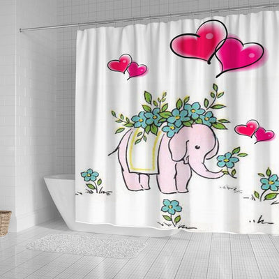 BigProStore Elephant Themed Shower Curtains Elephant Floral Home Bath Decor Shower Curtain