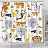 BigProStore Elephant Shower Curtain Sets Elephants Monkey Small Bathroom Decor Ideas Shower Curtain / Small (165x180cm | 65x72in) Shower Curtain