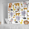 BigProStore Elephant Shower Curtain Sets Elephants Monkey Small Bathroom Decor Ideas Shower Curtain