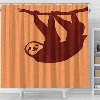 BigProStore Sloth Bathroom Decor Ideas Sloth Silhouette Bathroom Wall Decor Ideas Sloth Gift Sloth Shower Curtain / Small (165x180cm | 65x72in) Sloth Shower Curtain