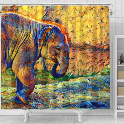 BigProStore Elephant Bathroom Sets Smartmix Animal Elephant Baby Bathroom Wall Decor Ideas Shower Curtain / Small (165x180cm | 65x72in) Shower Curtain