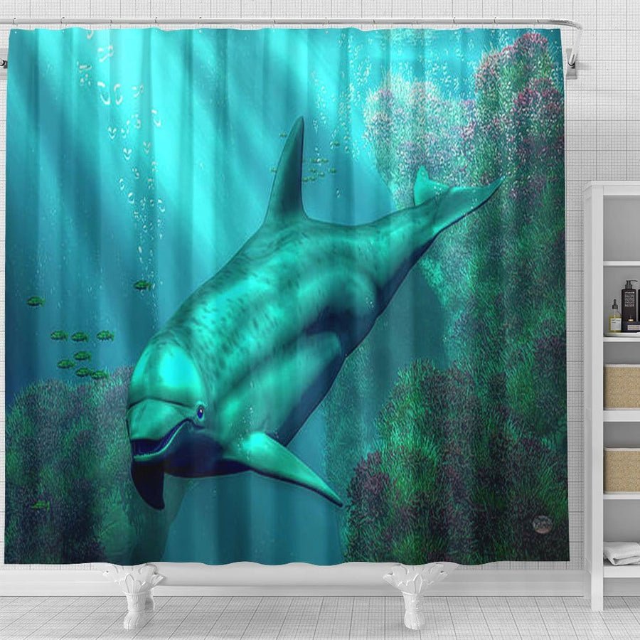 Dolphins Oceanic Underwater Tropical Exotic Shower Curtain W/Hooks