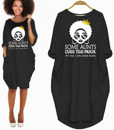 BigProStore African American Dresses Funny Some Aunts Cuss Too Much I'm Some Aunts Melanin Long Sleeve Women Dress Afrocentric Apparel For Her Black History Gift Black / S Women Dress