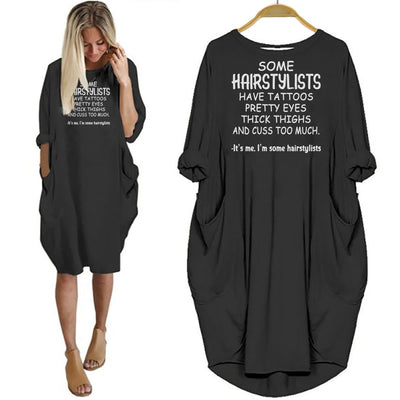BigProStore Some Hairstylists Have Tattoos Pretty Eyes Thick Thighs Women Dress Black / S Women Dress