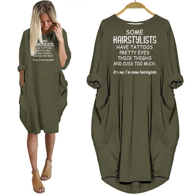 BigProStore Some Hairstylists Have Tattoos Pretty Eyes Thick Thighs Women Dress Green / S Women Dress