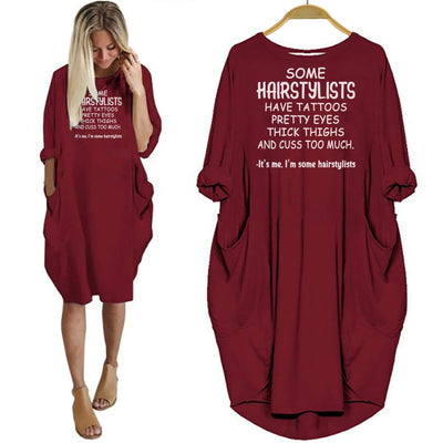 BigProStore Some Hairstylists Have Tattoos Pretty Eyes Thick Thighs Women Dress Red / S Women Dress