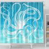 BigProStore Kraken Shower Curtain Sets Stunning White Octopus Illustration Ocean Water Shower Curtain Bathroom Decor Sets Shower Curtain / Small (165x180cm | 65x72in) Shower Curtain