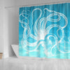 BigProStore Kraken Shower Curtain Sets Stunning White Octopus Illustration Ocean Water Shower Curtain Bathroom Decor Sets Shower Curtain
