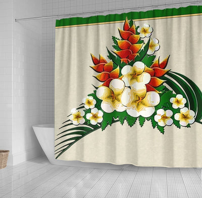 BigProStore Hawaii Shower Curtain Decor Stylized Hawaiian Ginger And Plumeria Shower Curtain Bathroom Decor Hawaii Shower Curtain