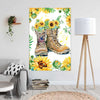 BigProStore Canvas Artwork Sunflower Combat Boots Veteran Poster Vintage Ready To Hang Canvas Wall Art Decor Canvas / 12" x 18" Canvas