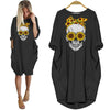 BigProStore Sunflower Skull Style Shirt Women Pocket Dress Black / S Women Dress