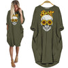 BigProStore Sunflower Skull Style Shirt Women Pocket Dress Green / S Women Dress