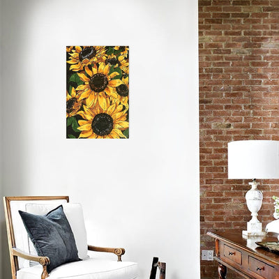 BigProStore Sunflower Canvas Art Sunflower Bouquet Living Room Bedroom Bathroom Home Decoration Canvas / 12" x 18" Canvas