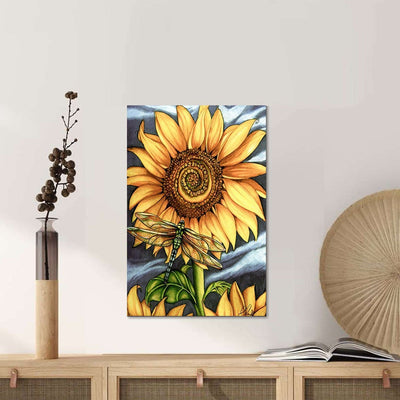 BigProStore Vintage Sunflower Canvass Sunflowers And Dragonflies Inspired Living Room Canvas / 16" x 24" Canvas