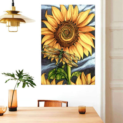 BigProStore Vintage Sunflower Canvass Sunflowers And Dragonflies Inspired Living Room Canvas