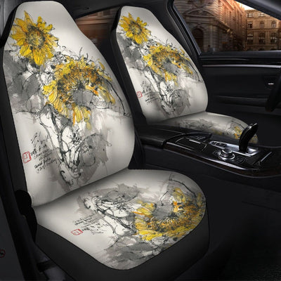 BigProStore Sunflower Seat Covers Sunset Magic Flower Car Seat Cover Set Universal Fit (Set of 2 Car Seat Covers Car Seat Cover