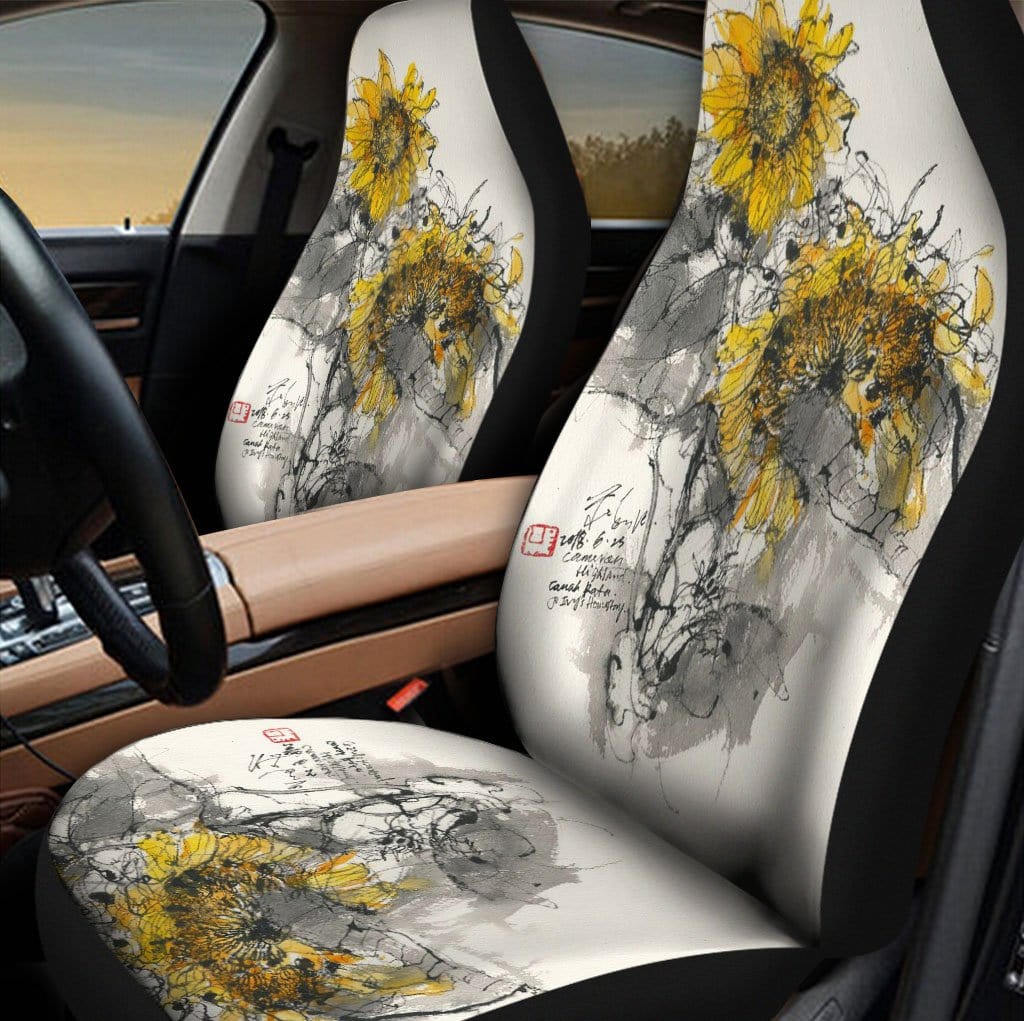 Butterfly Car Seat Covers Custom Yellow Sunflower Car Accessories