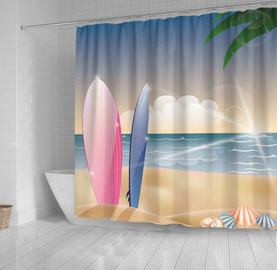 BigProStore Hawaii Bathroom Curtain Surfboards Ocean Beach Decor Shower Curtain Bathroom Curtains Hawaii Shower Curtain