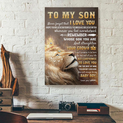 BigProStore Custom Canvas Prints To My Son Never Forget That I Love You Ummi Lion Vertical Canvas Wall Art Beautiful Wall Hanging 12" x 18" Canvas