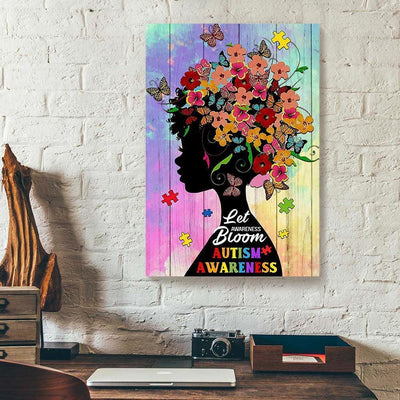 Let Awareness Bloom Autism Awareness Black Girl Vertical Canvas Wall Art –  BigProStore