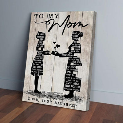 BigProStore Canvas Prints To My Mom I Am Because You Are Daughter Nurse Verticalcanvas Wall Art Delightful Canvas For The Wall 16" x 24" Canvas