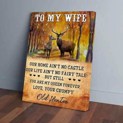 BigProStore Custom Canvas To My Wife Our Home Aint No Castle Deer Hunting Vertical Canvas Wall Art Elegant Bedroom Wall Art 16" x 24" Canvas