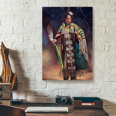 BigProStore Canvas Prints Fantastic Paper Artwork Native American Women Vertica;Canvas Wall Art Attractive Dorm Room Canvas 12" x 18" Canvas