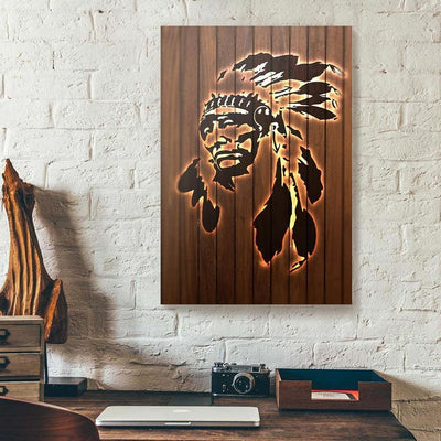 BigProStore Canvas Painting Brown Man Native American Vertical Canvas Wall Art Beautiful Wall Art For Living Room 12" x 18" Canvas