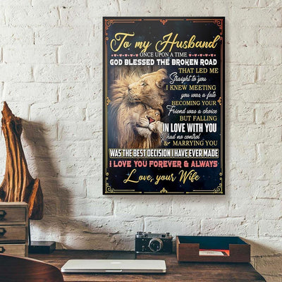 BigProStore Canvas Art Prints To My Husband Once Upon A Timewife Lion Vertical Canvas Wall Art Elegant Wall Art For Living Room 12" x 18" Canvas